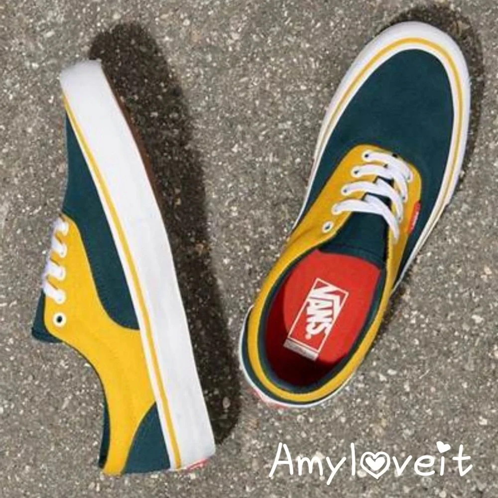 Vans Authentic Two-Tone Yellow & Teal Canvas Sneakers